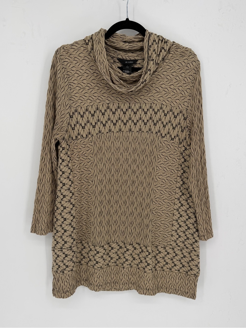 Ali Miles mixed-media cowl neck tunic top